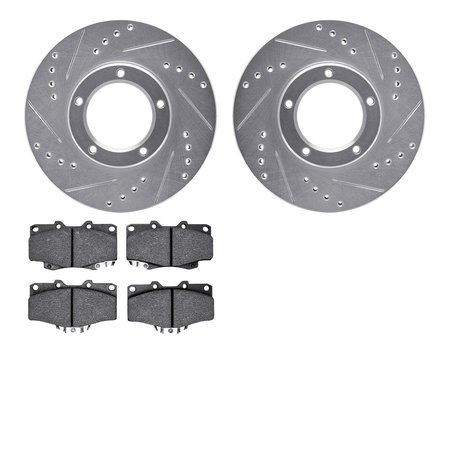 DYNAMIC FRICTION CO 7402-76008, Rotors-Drilled and Slotted-Silver with Ultimate Duty Performance Brake Pads, Zinc Coated 7402-76008
